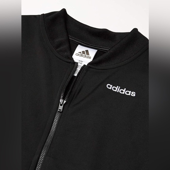adidas Youth Unisex Track Jacket - Black/White, Size L (14) - Picture 7 of 12